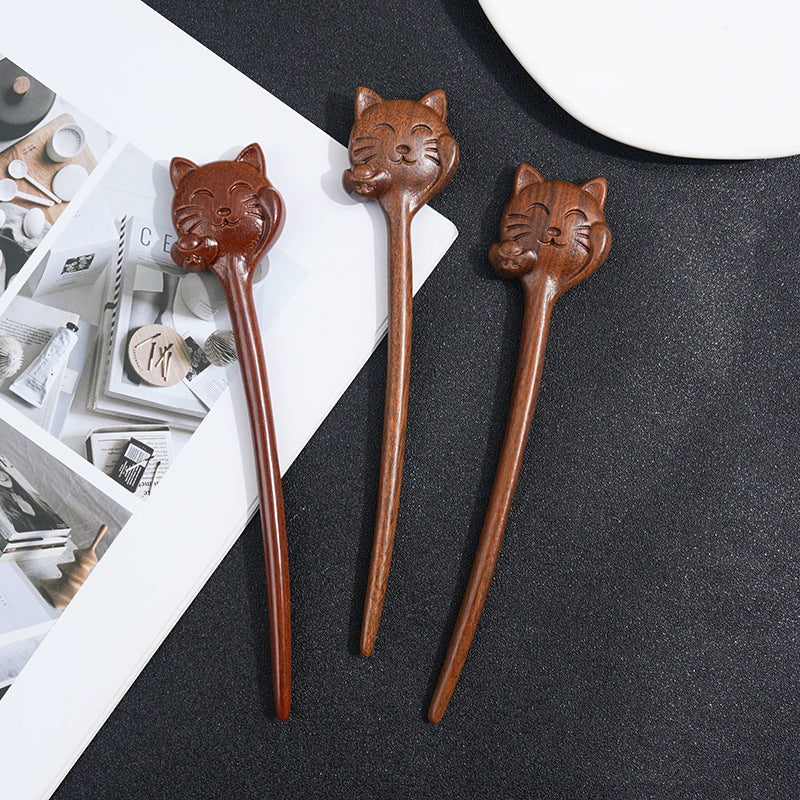 Wooden Women's Chinese Style Headdress Animal Hairpin