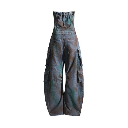 Fashion Spray Color Camouflage Tube Top One-piece Overalls European And American Hot Girl Jumpsuit