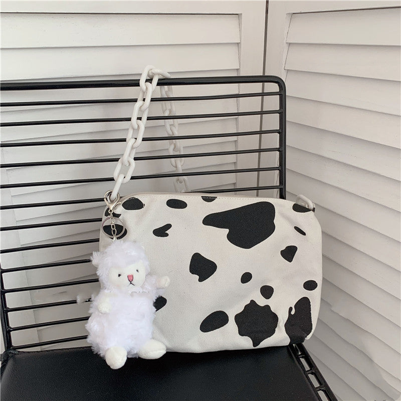 Girls cow print canvas bag
