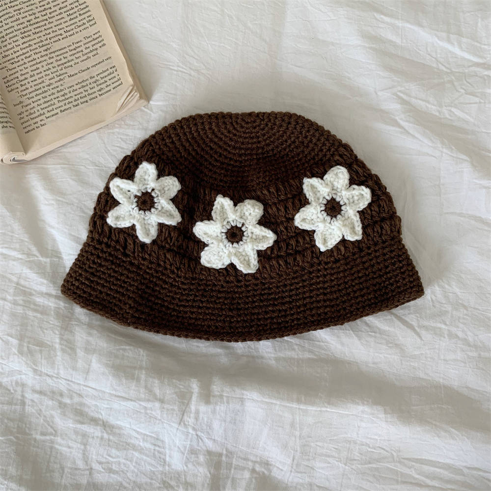 Niche Retro Handmade Flower Bucket Hat Japanese Sweet All-matching