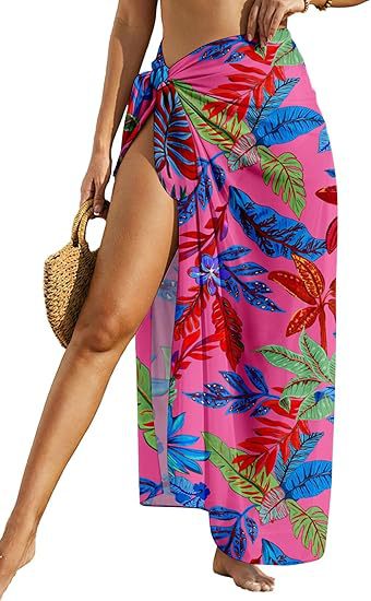 Women's Sheer Sarong High-Slit One-Size Swimsuit Cover-Up