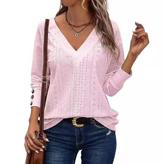Casual Long Cufflinks Hollow Out Lace Hollow Out Shirt