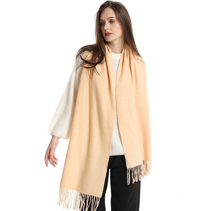 Solid Color Maillard Scarf Cashmere-like Women Warm Shawl