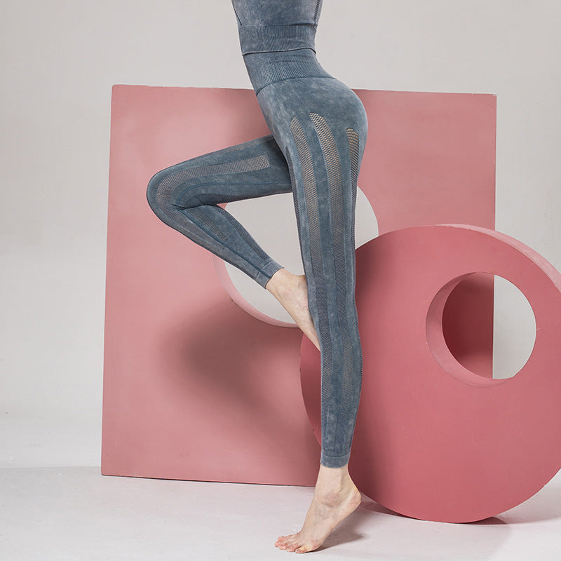 Seamless High-Stretch Sports Tights With Breathable Mesh