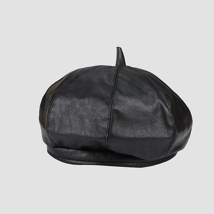 Women's English Vintage Leather Octagonal Hat