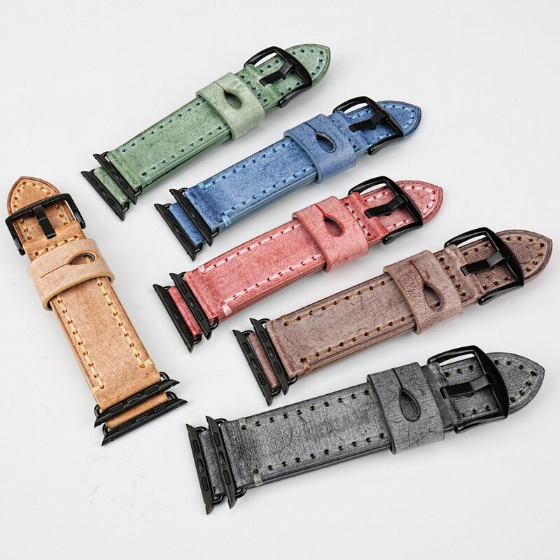 Watch strap with leather