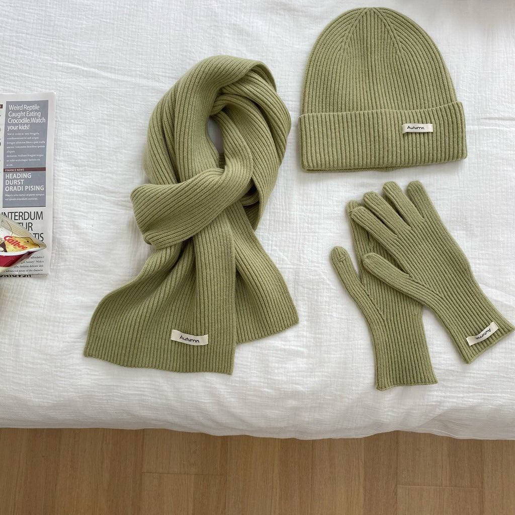 Winter 3-piece Set In Solid Color With Extra Padding For Warmth