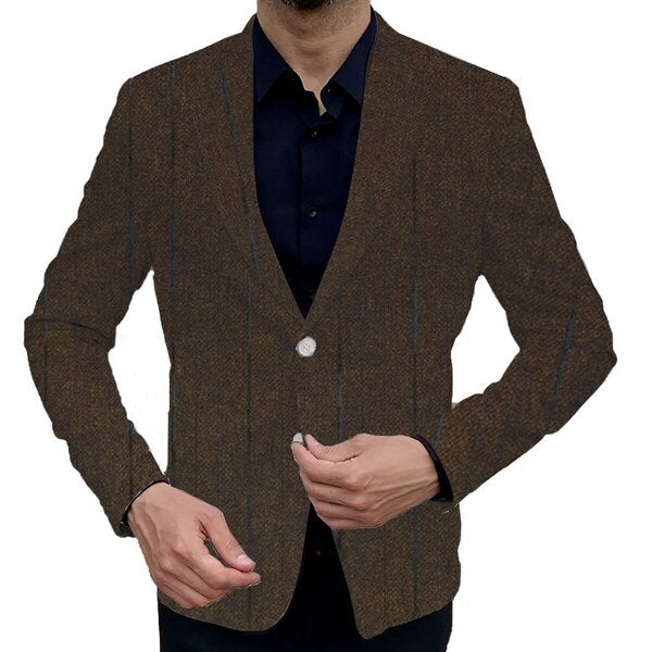 Business Casual Printed Double Button Suit Jacket