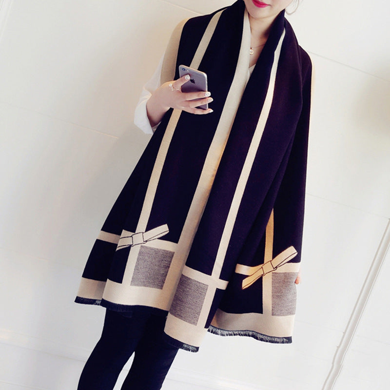 Women's double-faced jacquard cashmere scarf