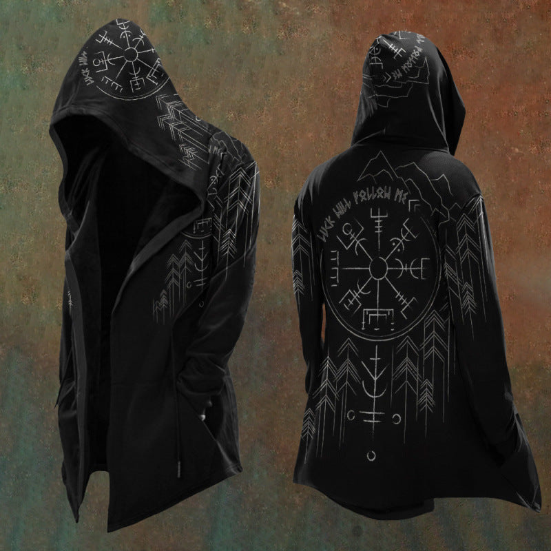 Digital Print Loose-Fit Hooded Sweater Cardigan Coat 3D