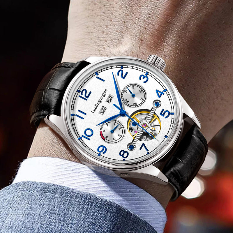 Business Hollow Men's Stainless Steel Mechanical Watch