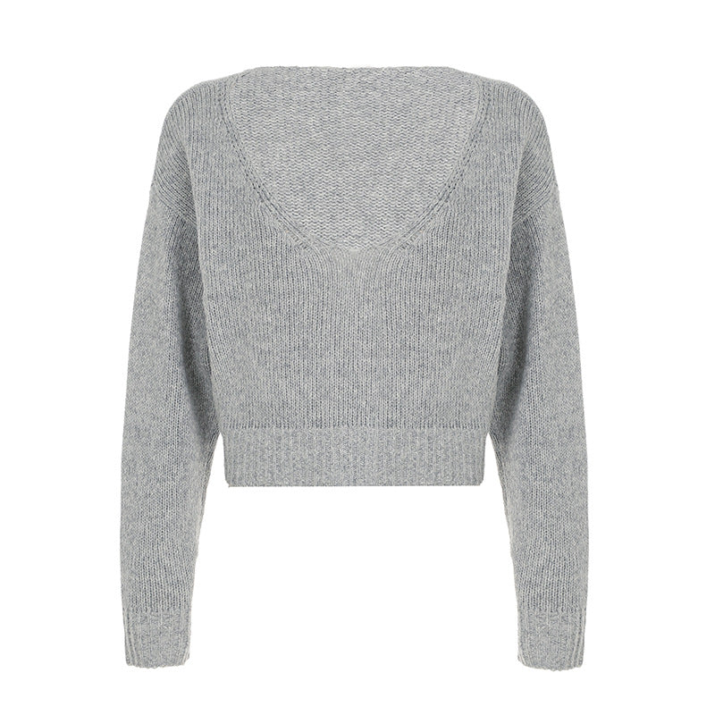 European And American Idle Style Solid Color Sweater Casual