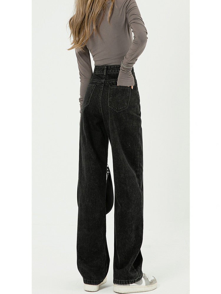 Retro Women's New Straight High Waist Wide Leg Jeans