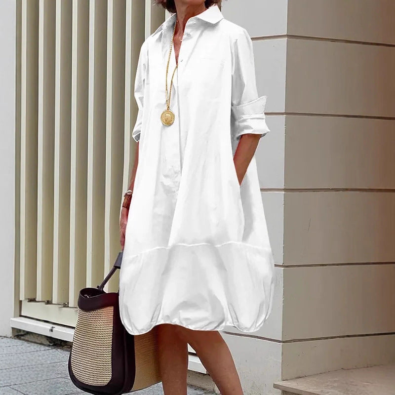 Women's Solid Color Fashion Single-breasted Hollow-out Long-sleeved Shirt