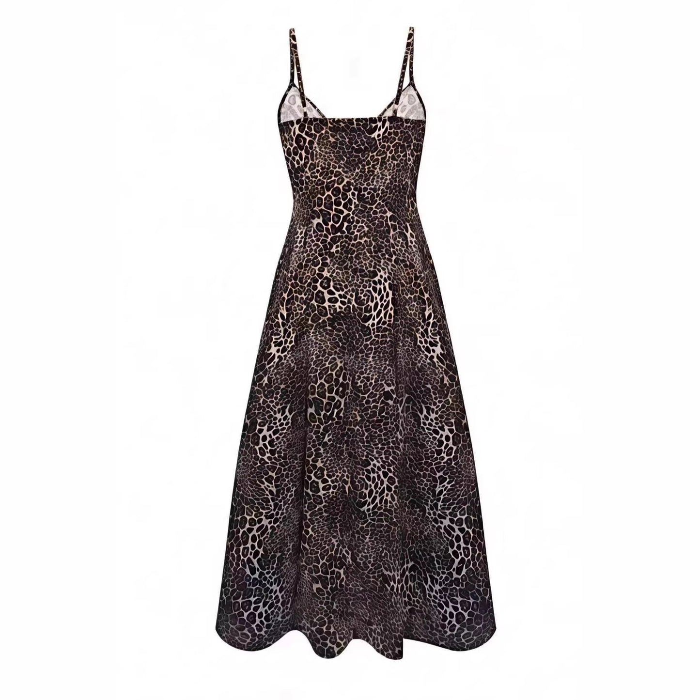 Sexy Leopard-print Backless V-neck Summer Slip Dress For Curvy Figures