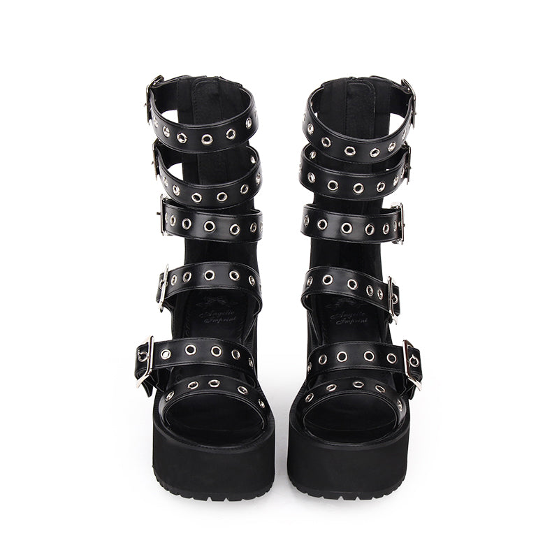 Platform sandals with high heels