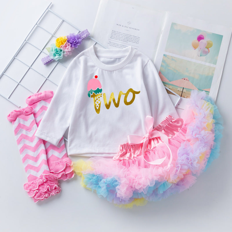 Pink fluffy skirt and socks set