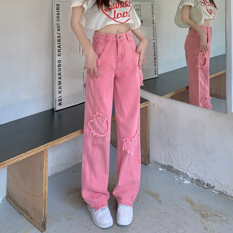Women's Heart Loose Design Sense Jeans