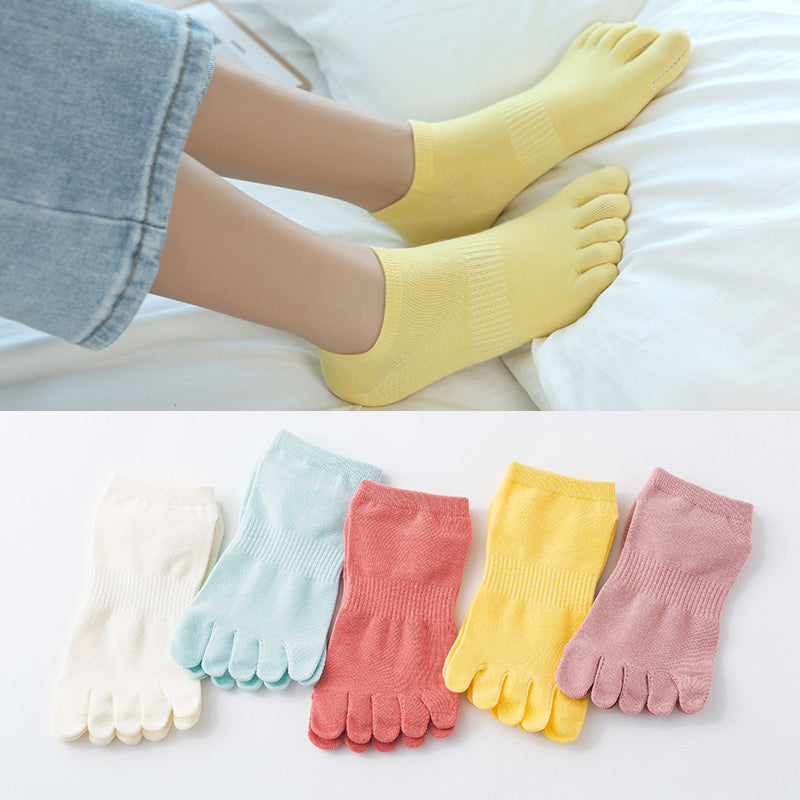 Ladies mid-tube cotton five-finger socks
