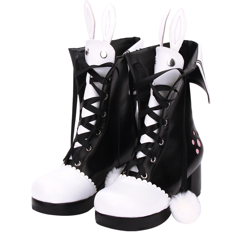 Boots Winter Lace Lapel Embroidered Rabbit Ears Thick Heel Lolita Boots