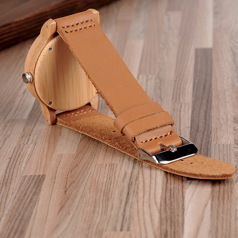 Leather Bamboo And Wood Watch