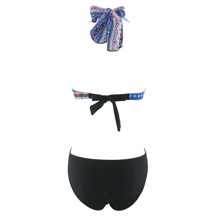 Printed Siamese Back Hollow Halter