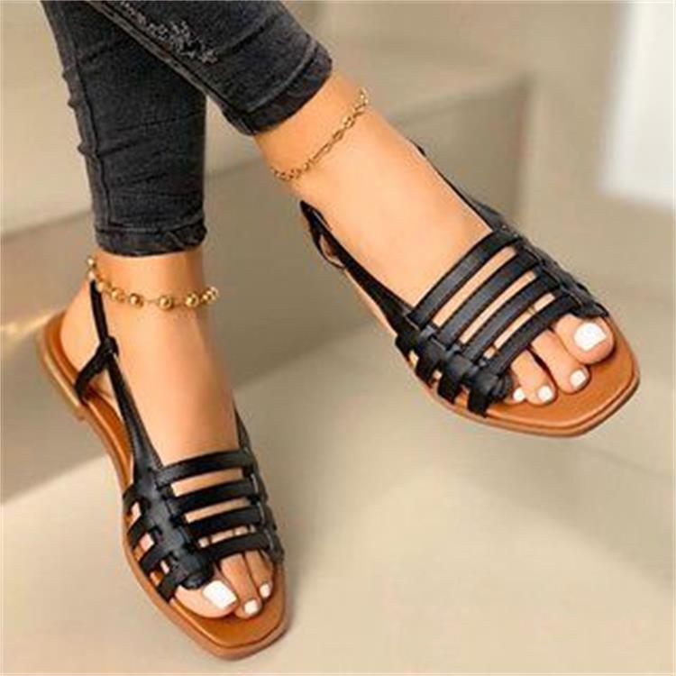 Flat round toe casual sandals women's plus size