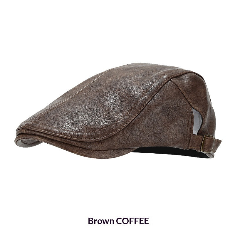 AutumnWinter American-style Leather Trapper Hat Men's Vintage Painter's Cap