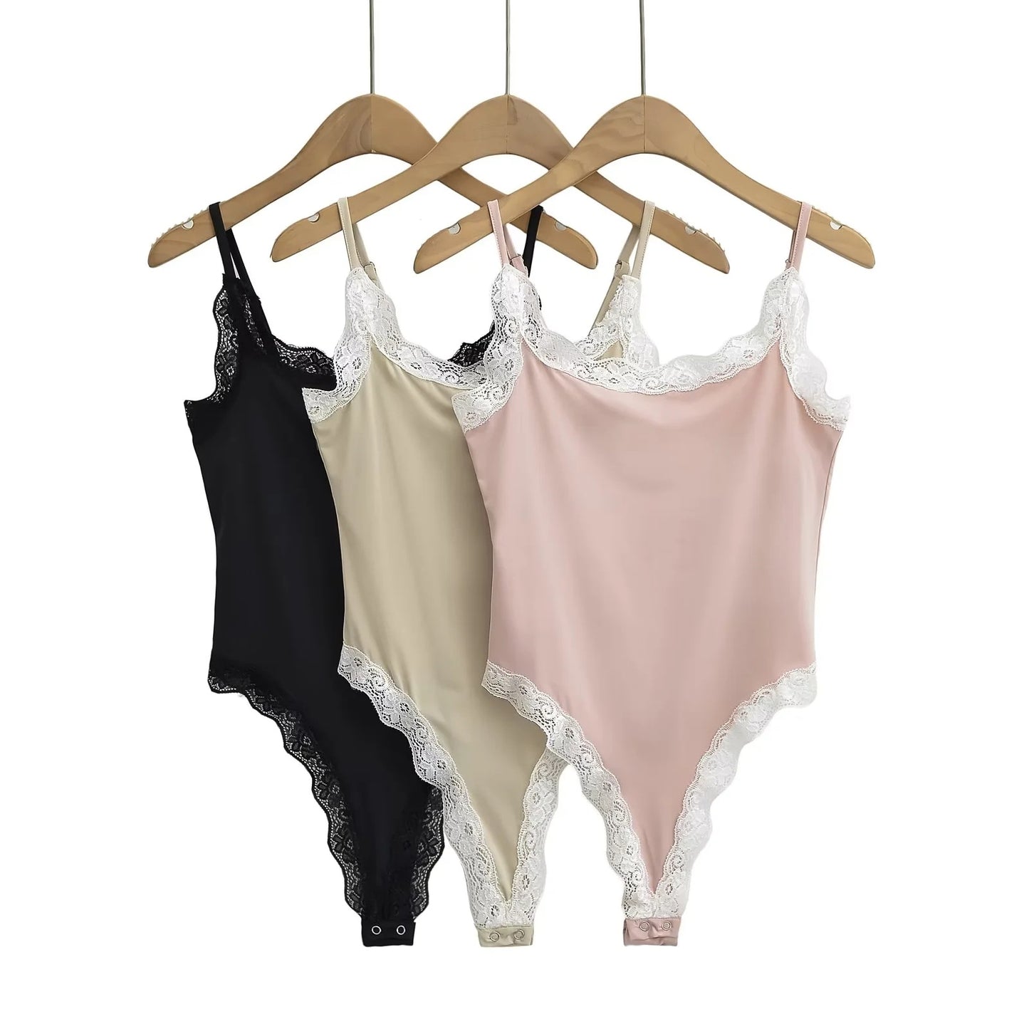 Sweet Girly Lace-panelled Camisole-style Womens Jumpsuit