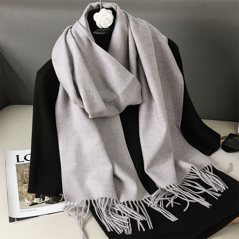 Solid Color Maillard Scarf Cashmere-like Women Warm Shawl