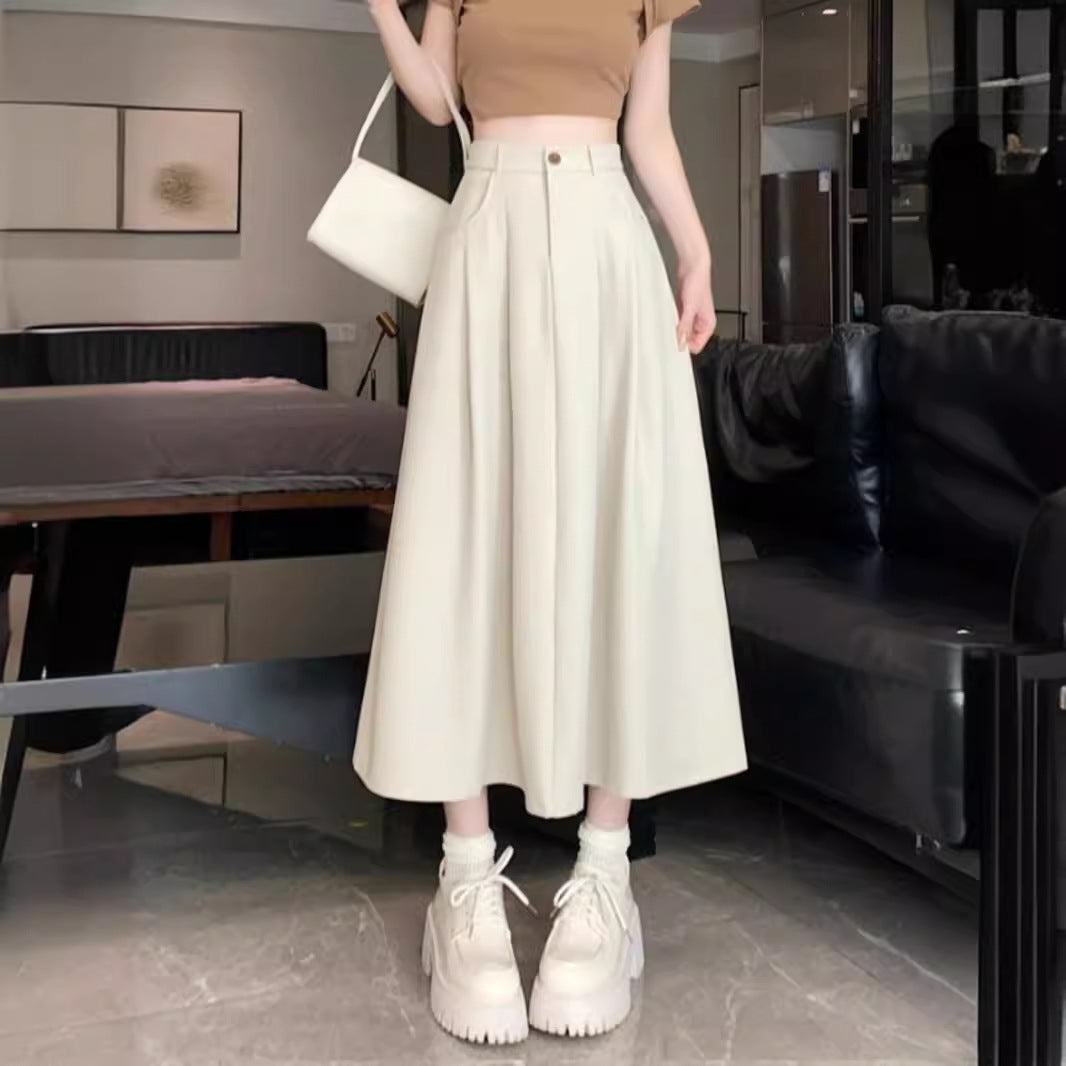 Draping  Women's Casual High Waist A- Line Skirt