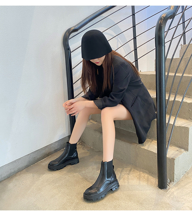 Short Boots Smoke Boots Women's Elastic Sleeve Foot Women's Martin Boots British Style Women's Boots