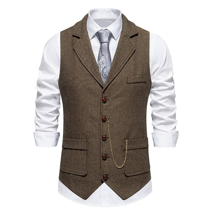 Ny Retro Sildebensmønstret Afslappet Vest Multi-lomme Tough Guy Vest
