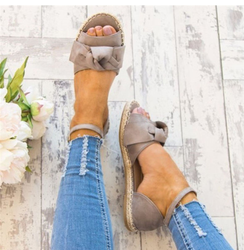 Bow flower hemp rope shoes