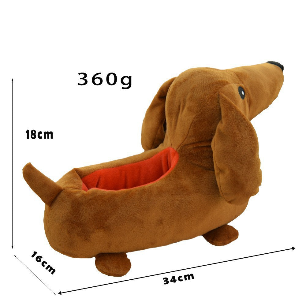 Dachshund Home Bedroom Winter Plush Slippers