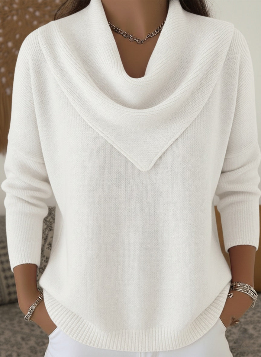 Womens Solid-color Long-sleeve Sweater Top