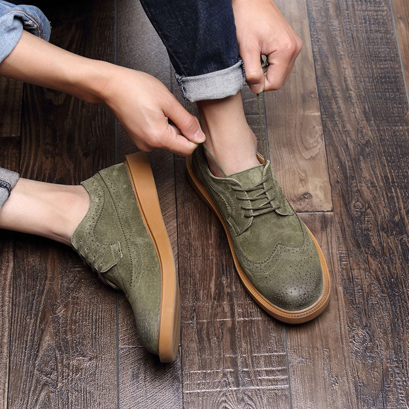 Casual shoes pig leather men's British trendy shoes