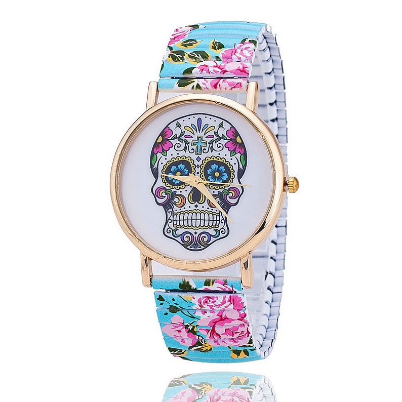 Colorful skull print watch