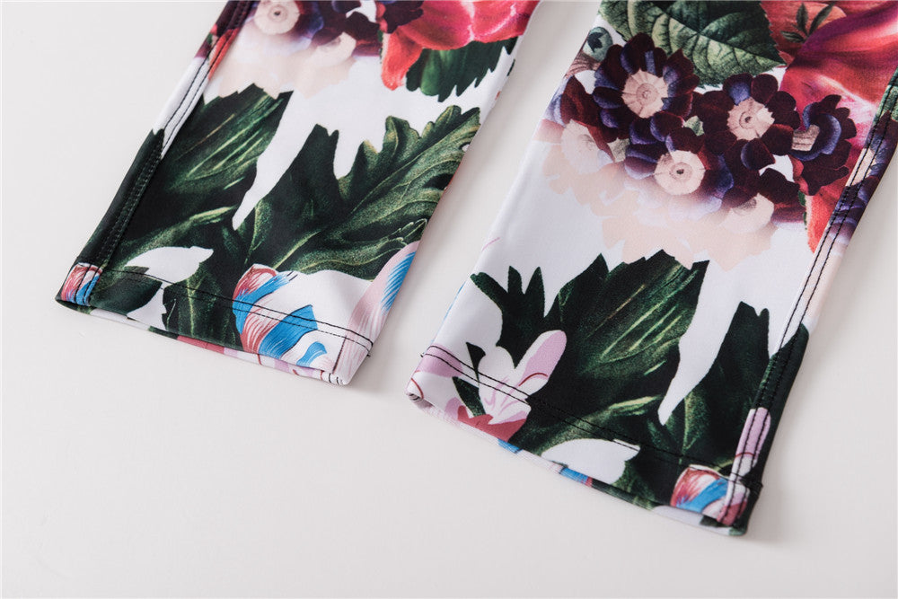 Retro Floral Butterfly Print Casual Skirted Legging Pants