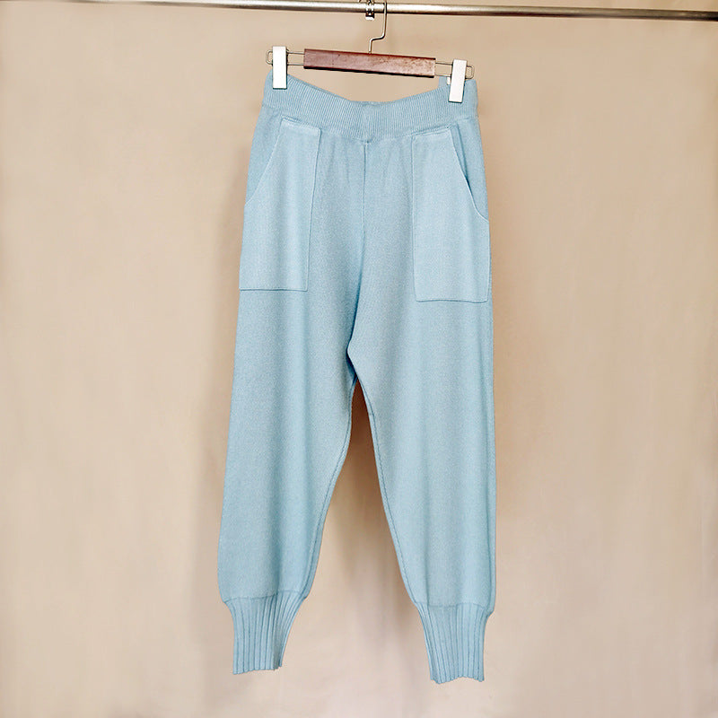 Casual Elastic Versatile Wool Radish pants Warm Trousers for Women
