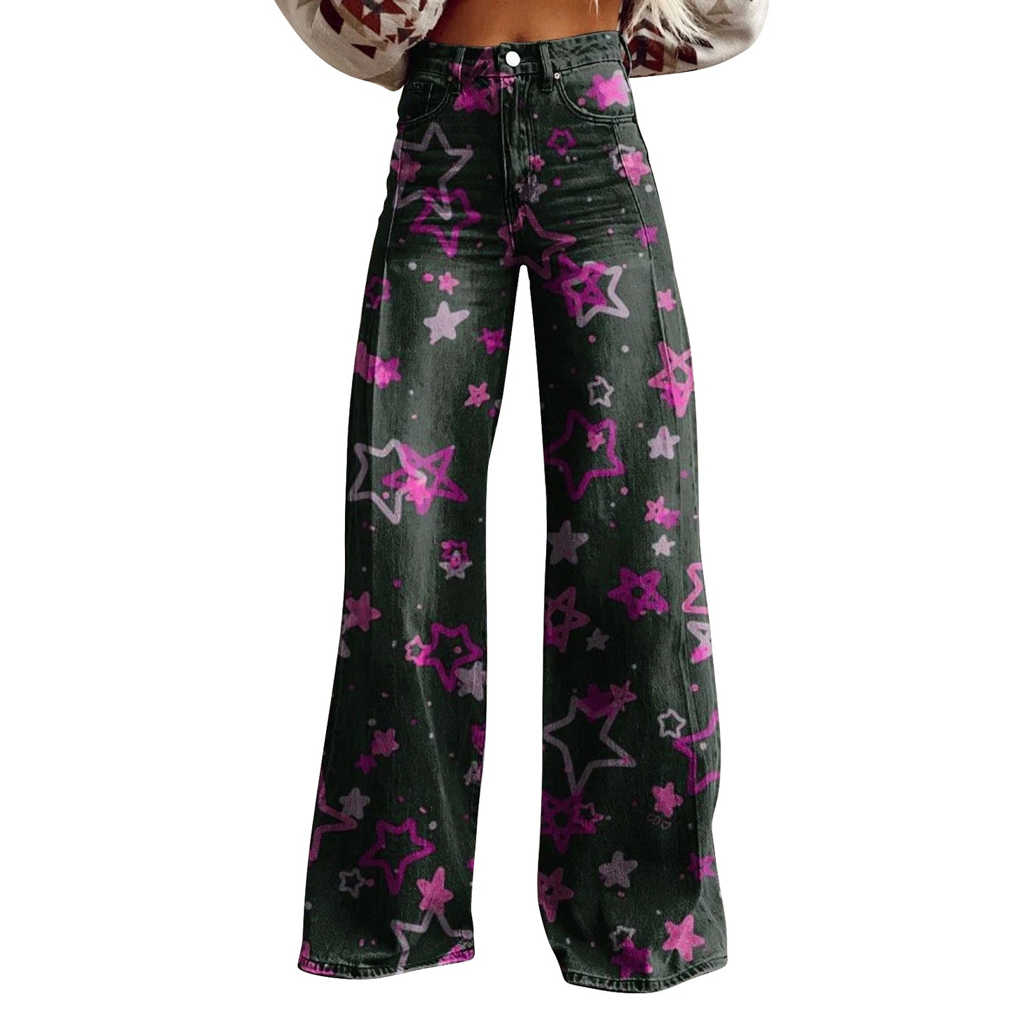 European And American Womens Flared Pure Cotton Jeans