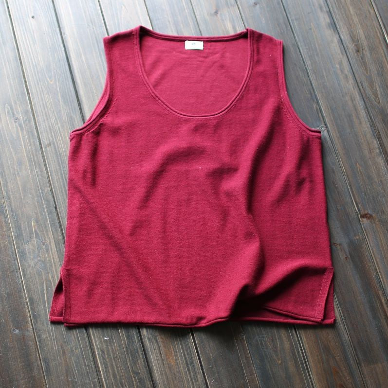 Round Neck Women's Loose Artistic Curling Distressed Vest
