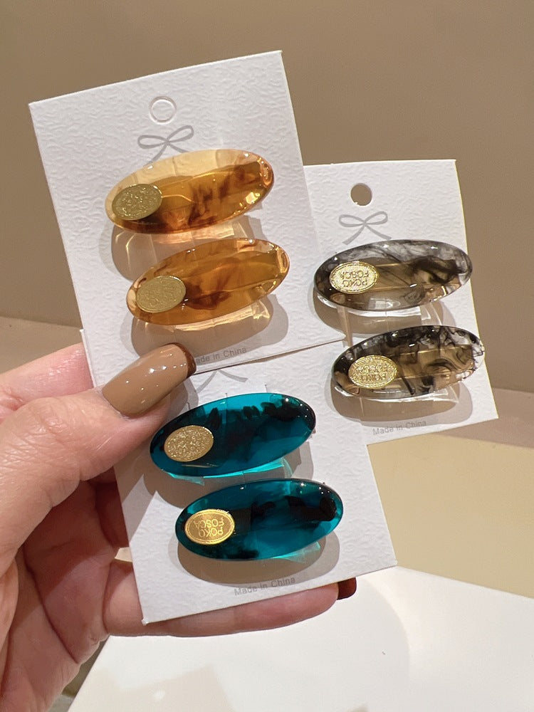 Oval Acetate Small Duckbill Clip Fashion Hairpin