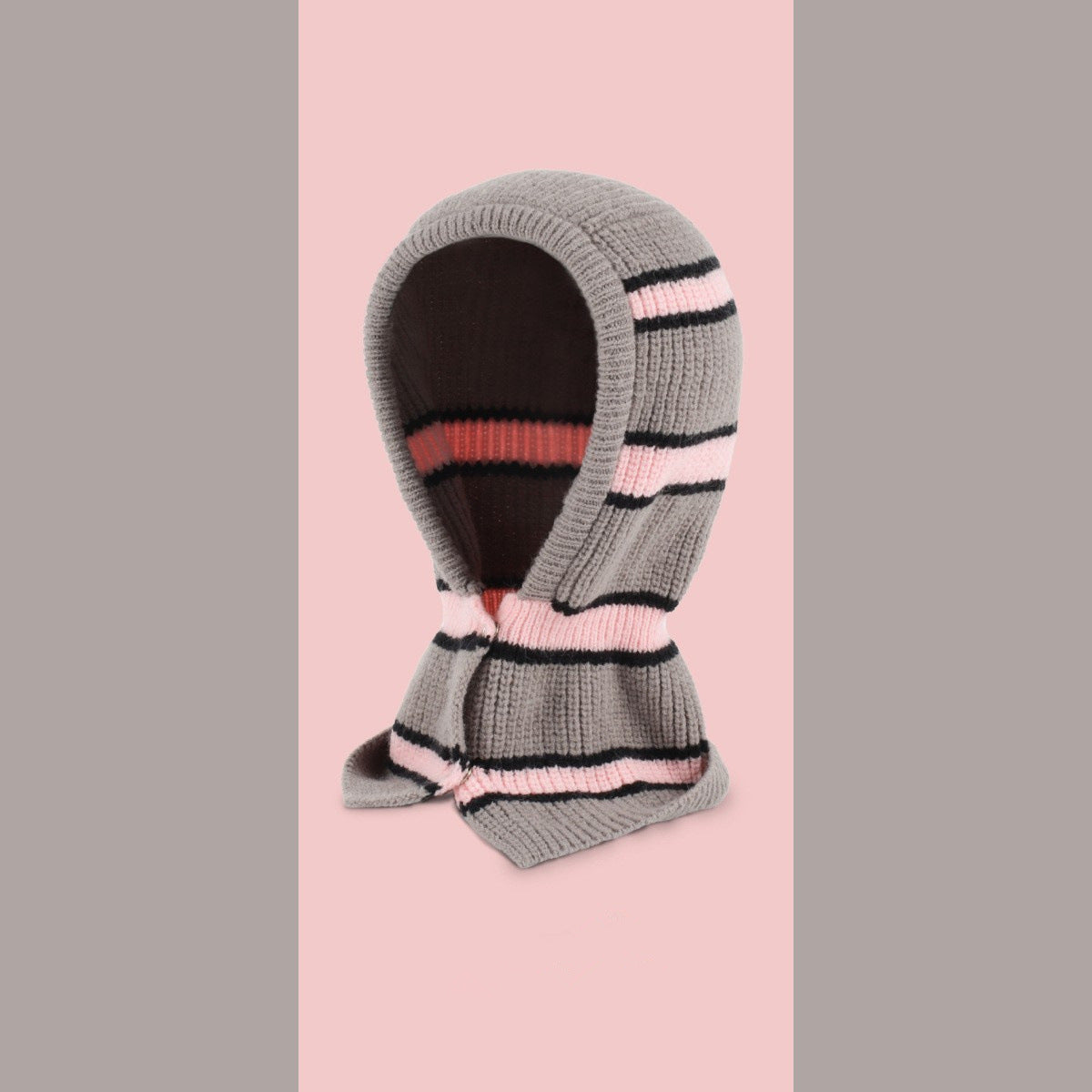 Contrast Color Striped Autumn Scarf Woolen Cap