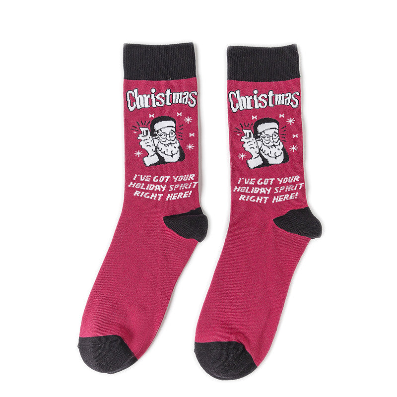 Cotton Cartoon Men's Personalized Christmas Mid-calf Socks