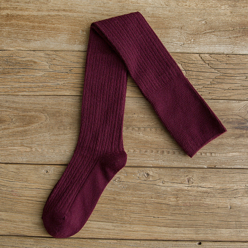 Wool plus velvet over the knee socks