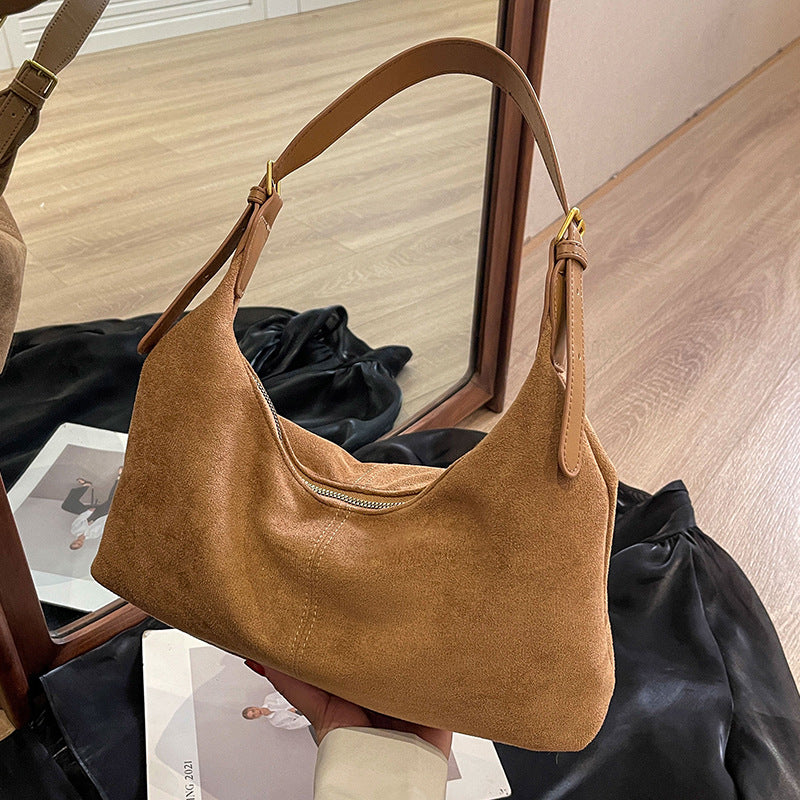 Frosted Vintage Female Large-capacity Crossbody Bag