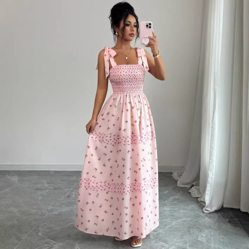 Sexy Spaghetti-strap Waist-cinching Split Dress