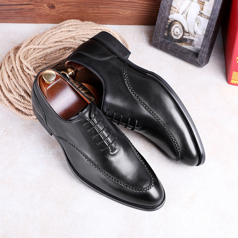 Top Layer Cowhide Rubber Compound Sole Lace-Up Shoes