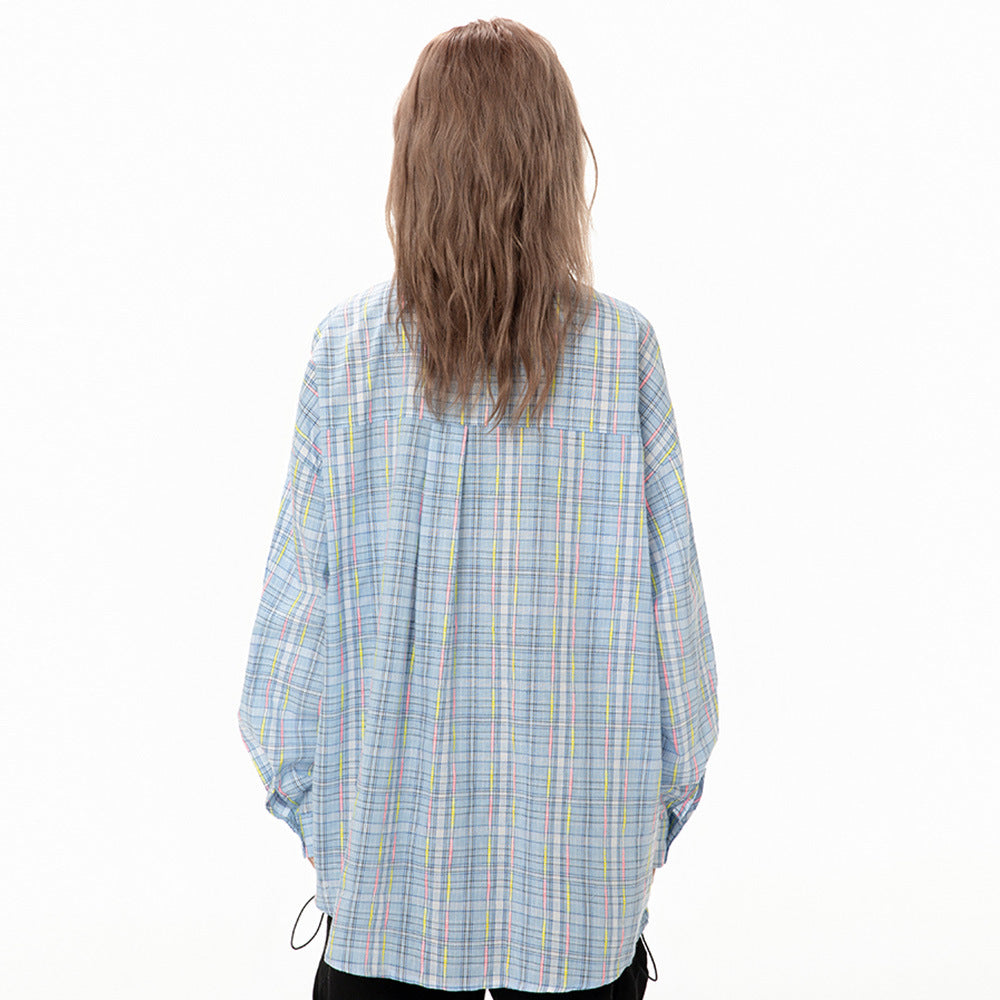 Plaid Long-sleeved Shirt Men's Autumn Street American Style